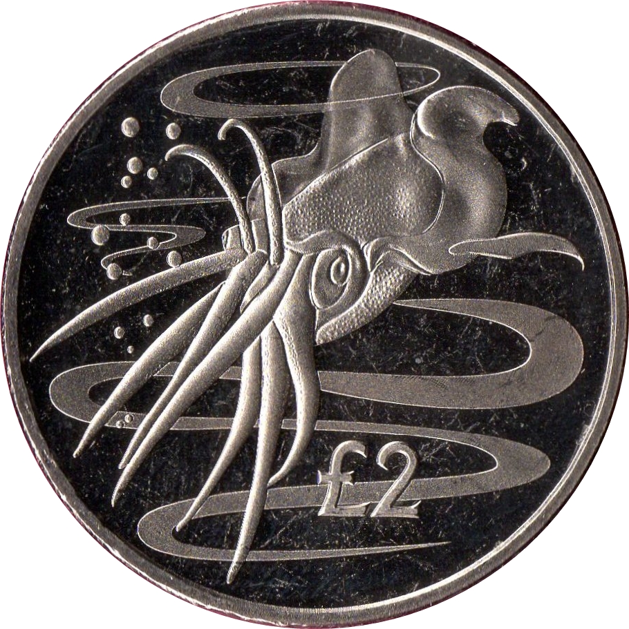 South Georgia and the South Sandwich Islands 2 Pounds - Elizabeth II Blue Squid