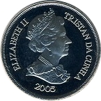 Tristan da Cunha 1 Crown - Elizabeth II 4th portrait; VE Day obverse
