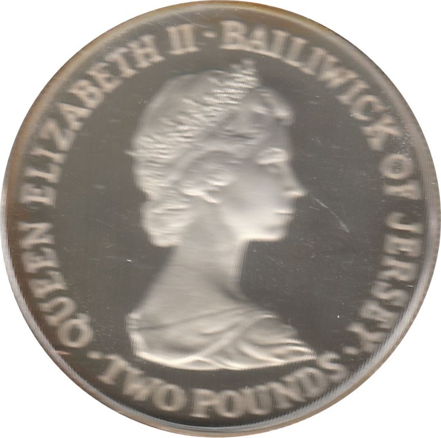 Jersey 2 Pounds - Elizabeth II Royal Wedding; Silver Proof obverse