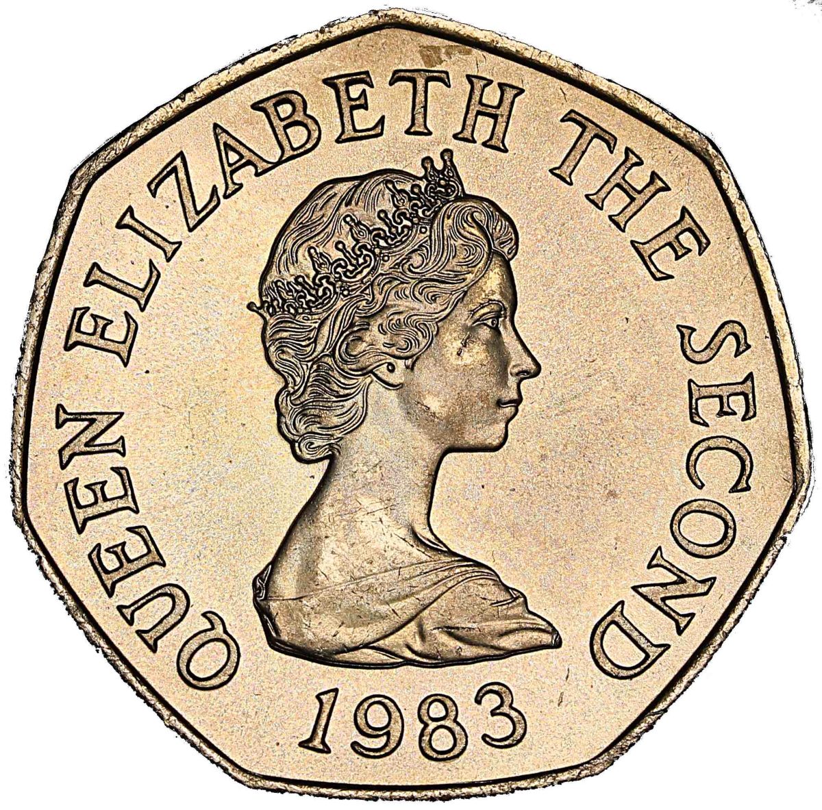 Jersey 50 Pence - Elizabeth II 2nd portrait; large type obverse