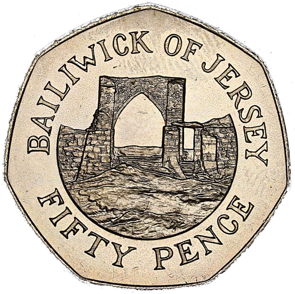 Jersey 50 Pence - Elizabeth II 2nd portrait; large type