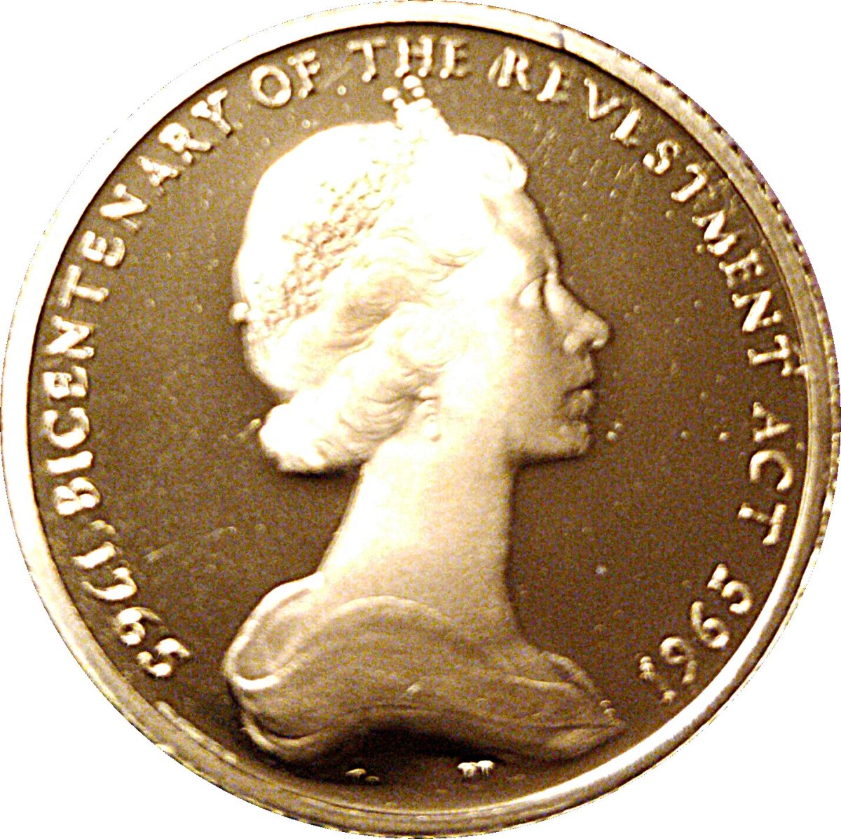 Isle of Man 1 Sovereign - Elizabeth II Bicentenary of Revestment Act; Gold Proof 23.5ct obverse