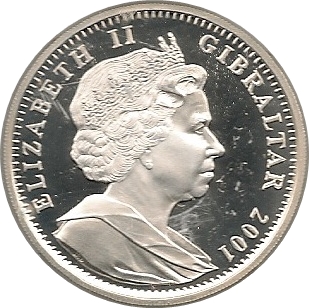 Gibraltar 1 Crown - Elizabeth II The Diamond Jubilee; Silver Proof with diamond obverse