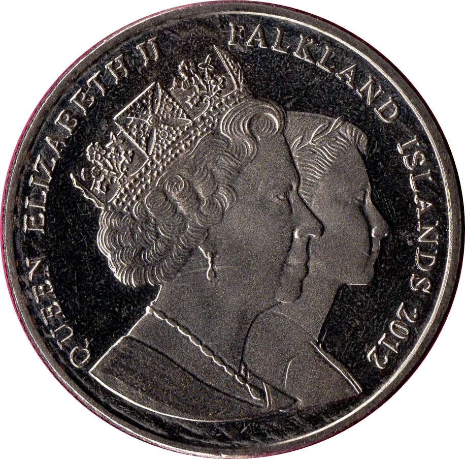 Falkland Islands 1 Crown - Elizabeth II Queen Mother in robes Order of the Garter obverse