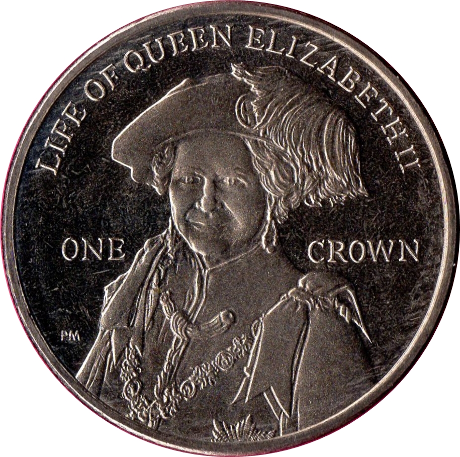 Falkland Islands 1 Crown - Elizabeth II Queen Mother in robes Order of the Garter
