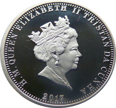 Tristan da Cunha 1 Pound - Elizabeth II House of Windsor centenary; four monarchs obverse