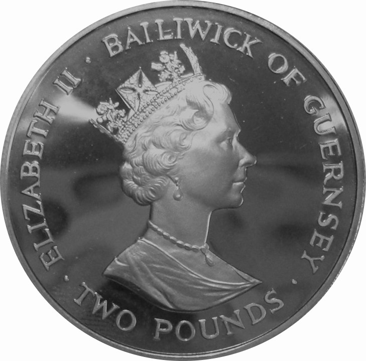 Guernsey 2 Pounds - Elizabeth II Emperor Moth - Silver obverse