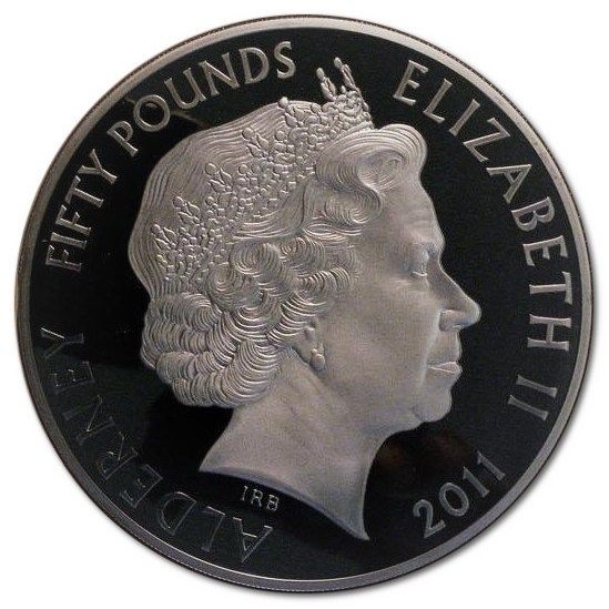 Alderney 50 Pounds - Elizabeth II Royal Wedding obverse