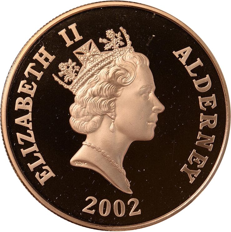 Alderney 25 Pounds - Elizabeth II Golden Jubilee of Reign obverse