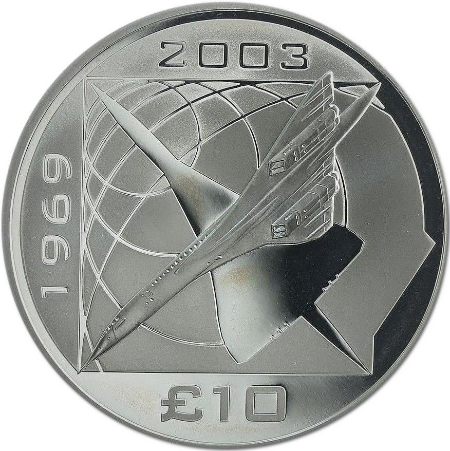 Alderney 10 Pounds - Elizabeth II Concorde