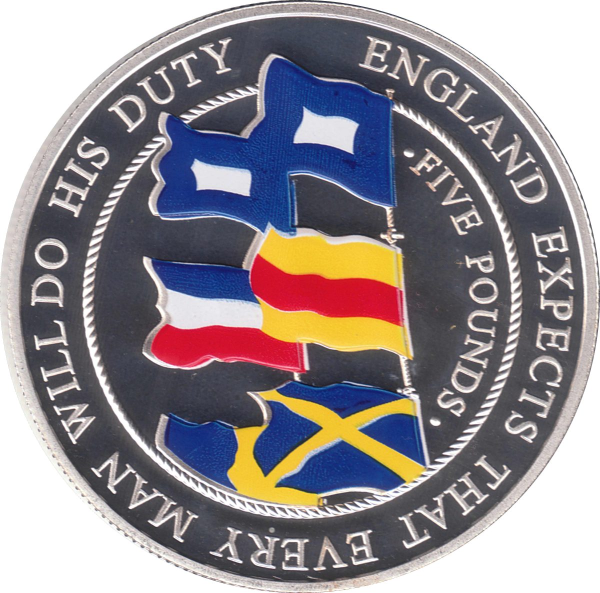 Alderney 5 Pounds - Elizabeth II Battle of Trafalgar; Silver Proof