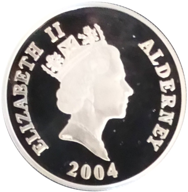 Alderney 5 Pounds - Elizabeth II D-Day; Silver Proof Issue obverse