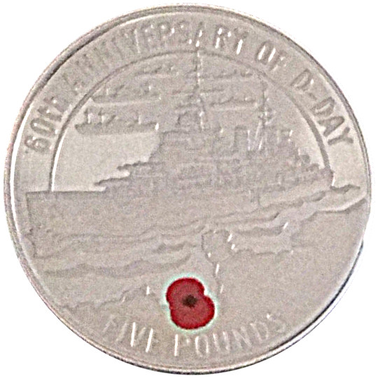 Alderney 5 Pounds - Elizabeth II D-Day; Silver Proof Issue reverse