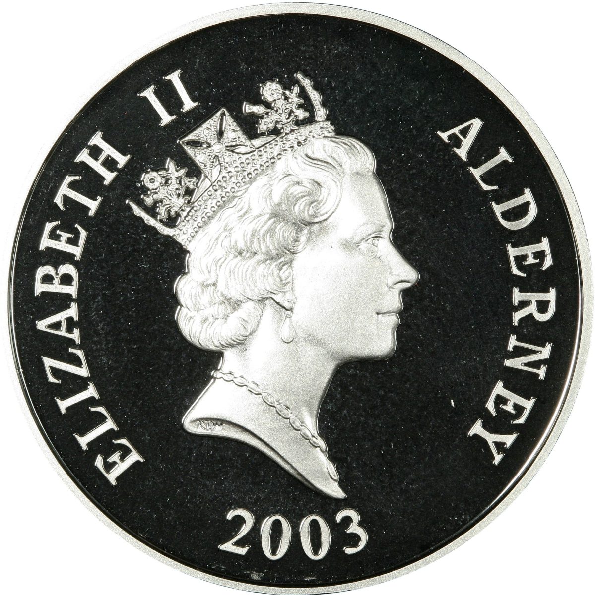 Alderney 5 Pounds - Elizabeth II Last Flight of the Concorde; Silver Proof Issue obverse