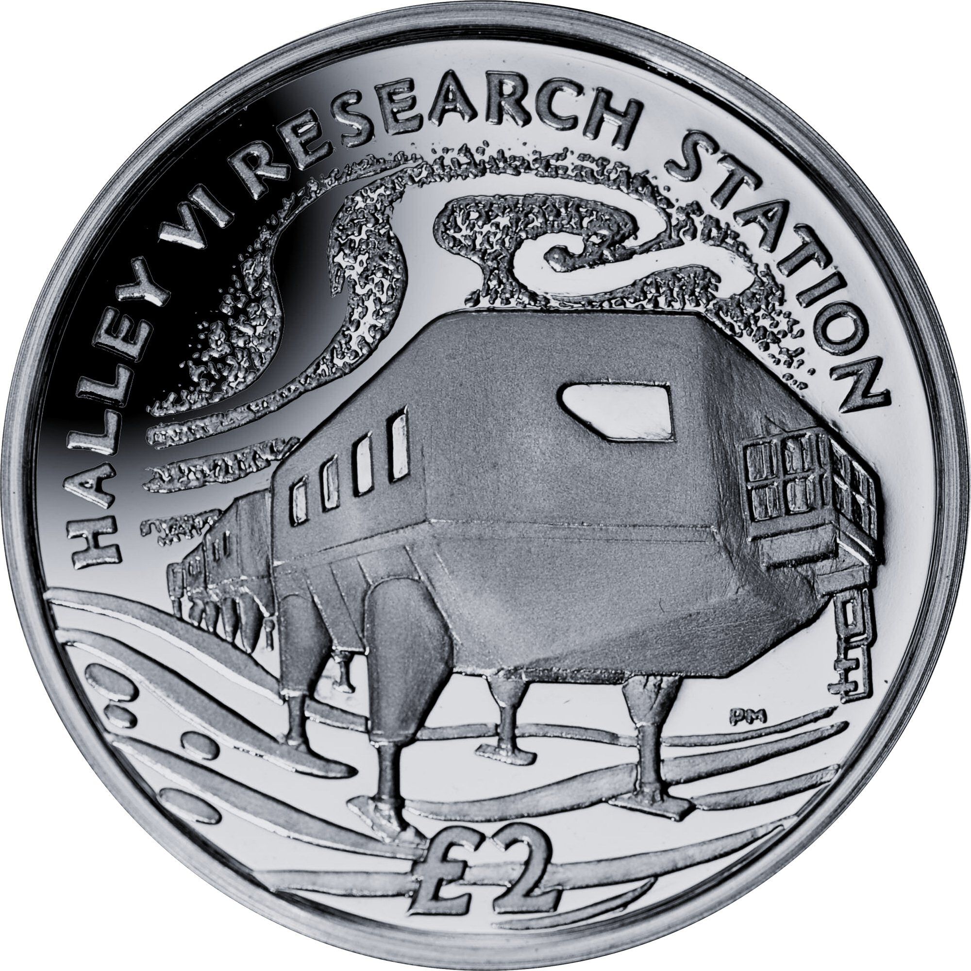 British Antarctic Territory 2 Pounds - Elizabeth II Halley VI Research Station; Silver