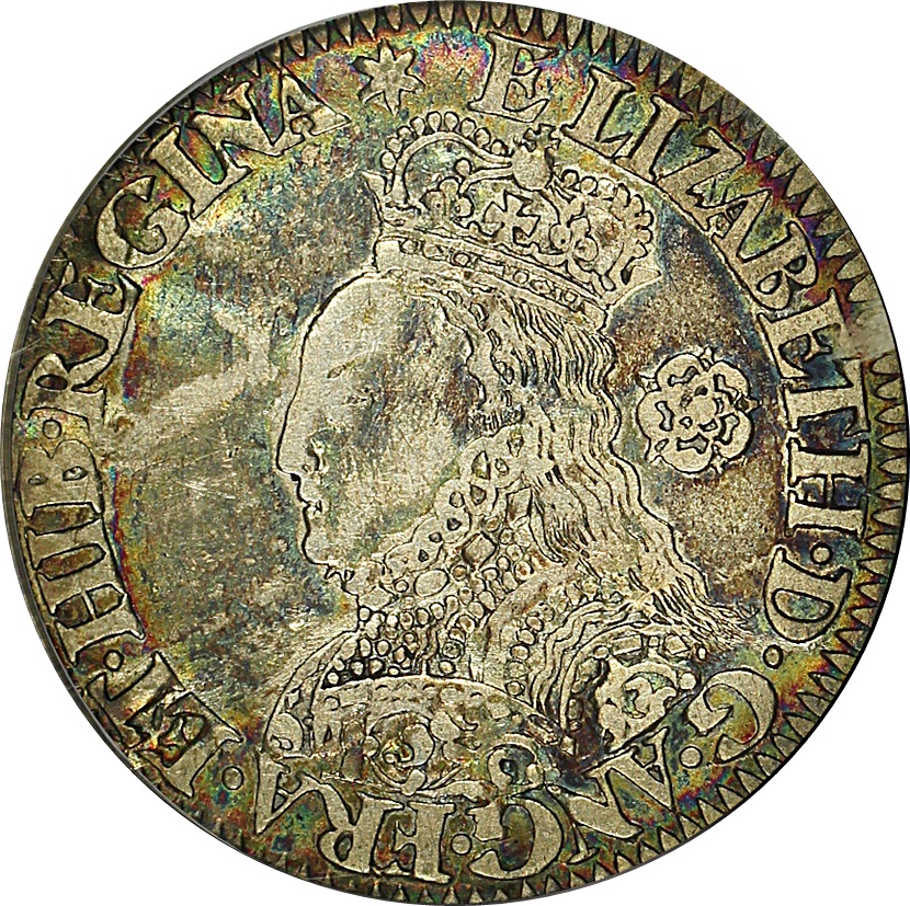 6 Pence - Elizabeth I Milled issue; large bust, small rose obverse