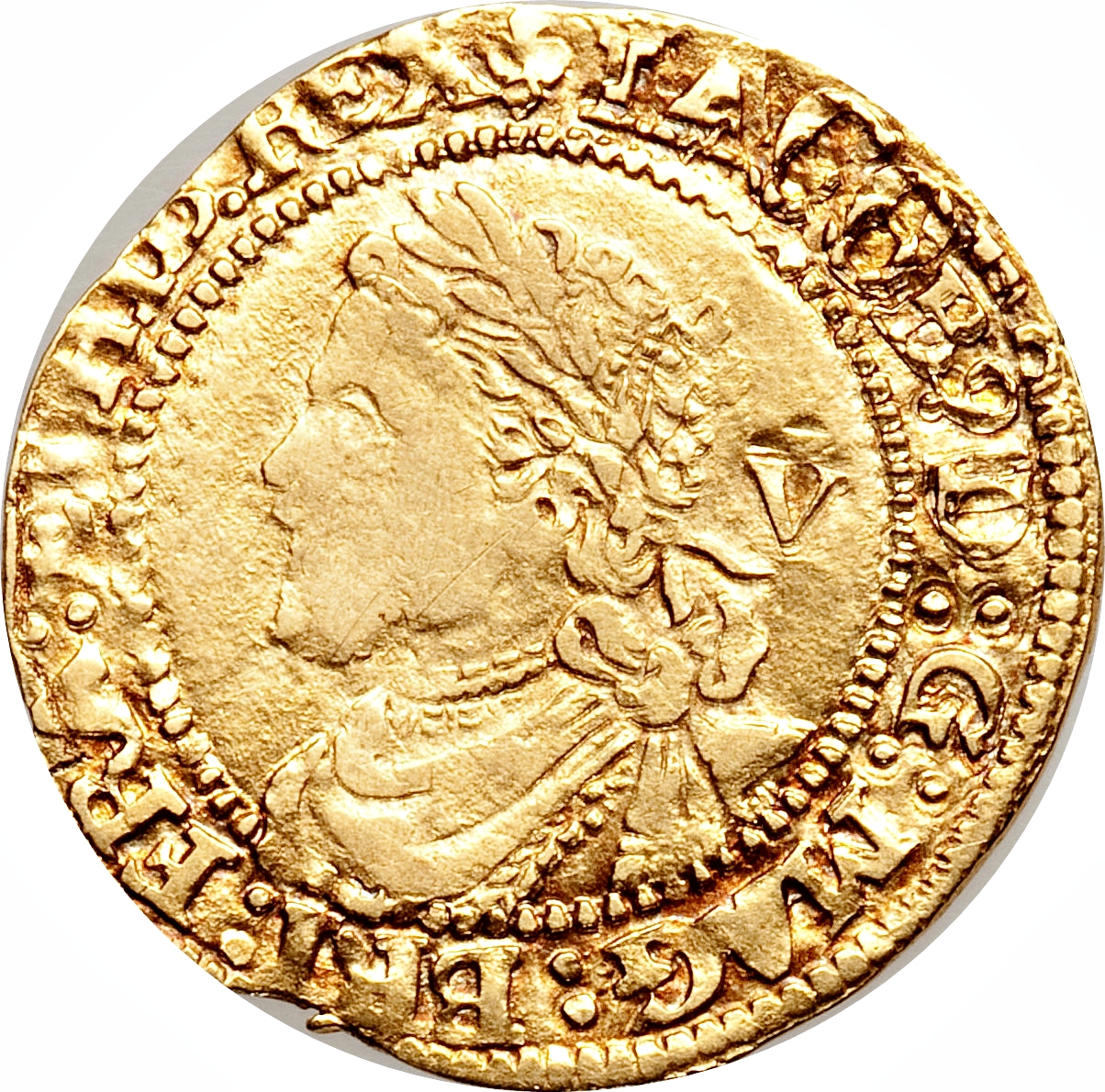 ¼ Laurel - James I 3rd coinage; 4th bust obverse