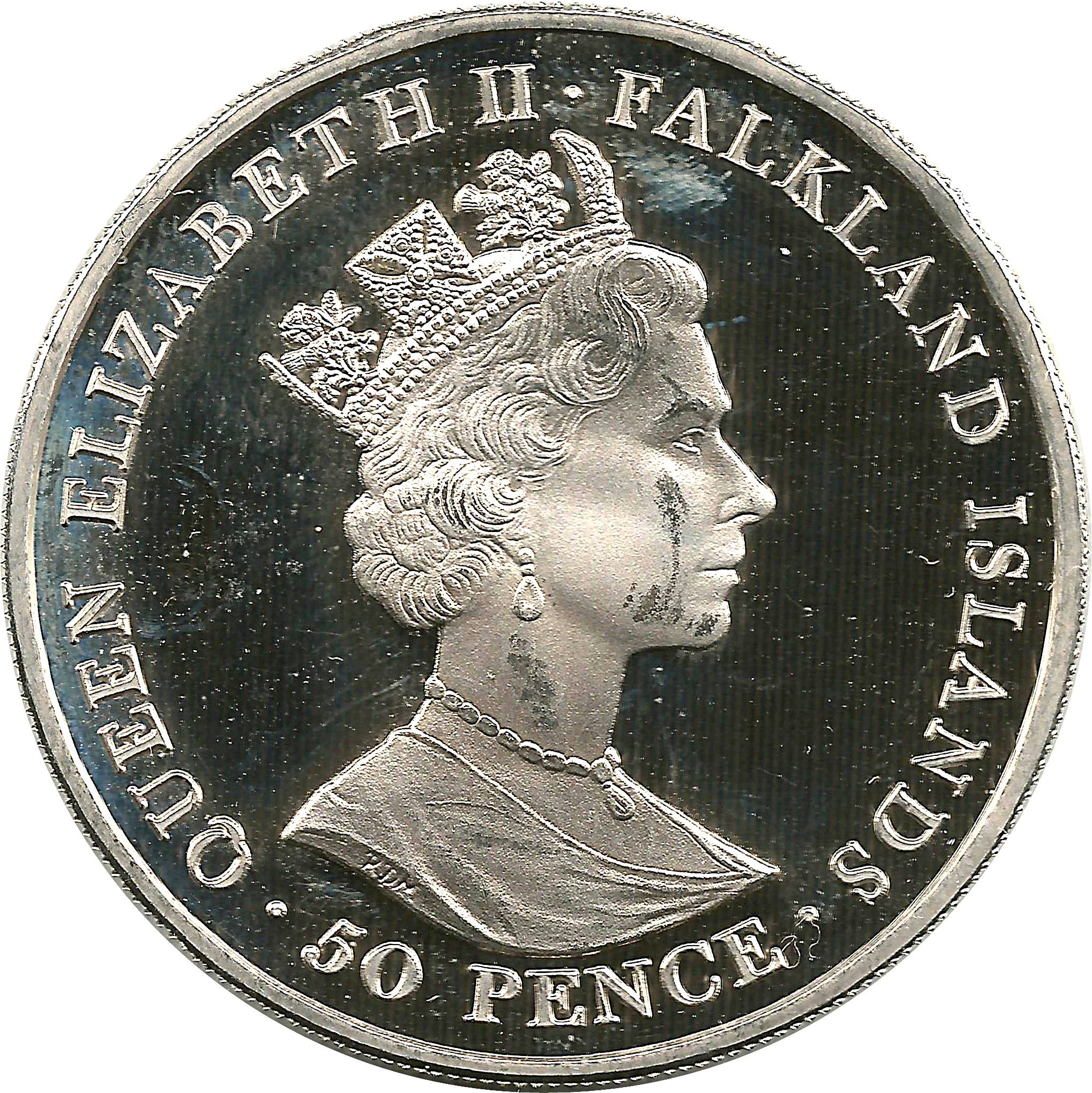 Falkland Islands 50 Pence - Elizabeth II Queen Victoria obverse