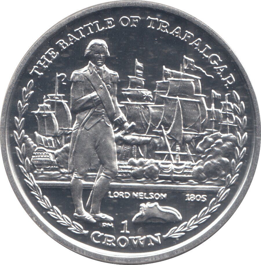 Isle of Man 1 Crown - Elizabeth II The Battle of Trafalgar; Silver Proof reverse