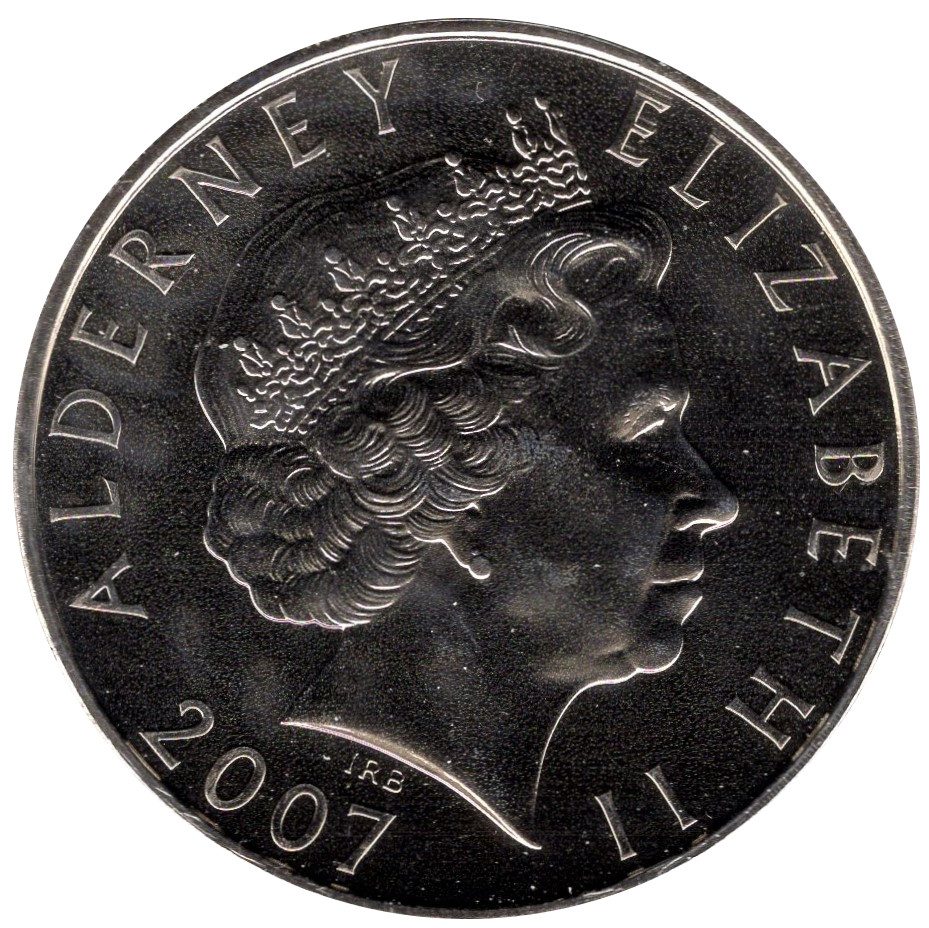 Alderney 5 Pounds - Elizabeth II 60th Wedding Anniversary - Wedding Portrait obverse