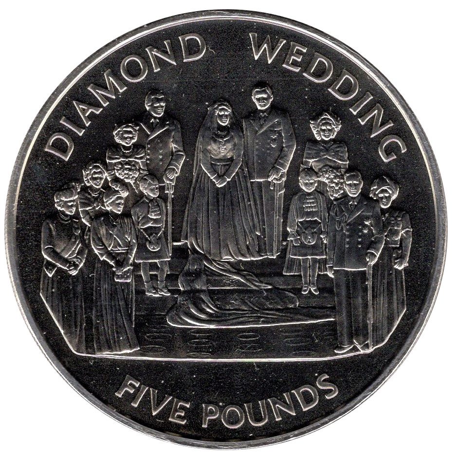Alderney 5 Pounds - Elizabeth II 60th Wedding Anniversary - Wedding Portrait