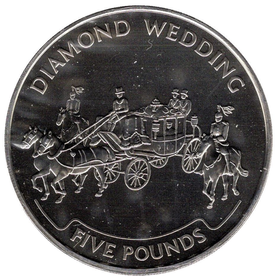 Alderney 5 Pounds - Elizabeth II 60th Wedding Anniversary; Carriage