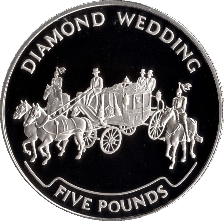 Alderney 5 Pounds - Elizabeth II 60th Wedding Anniversary; Carriage; Silver Proof