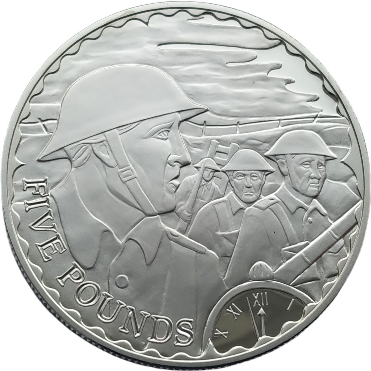 Alderney 5 Pounds - Elizabeth II End of World War I - Over The Top