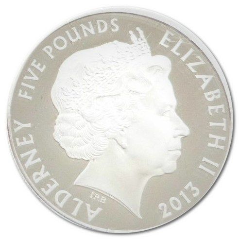 Alderney 5 Pounds - Elizabeth II Poppy, We Will Remember Them; Silver Proof Issue obverse