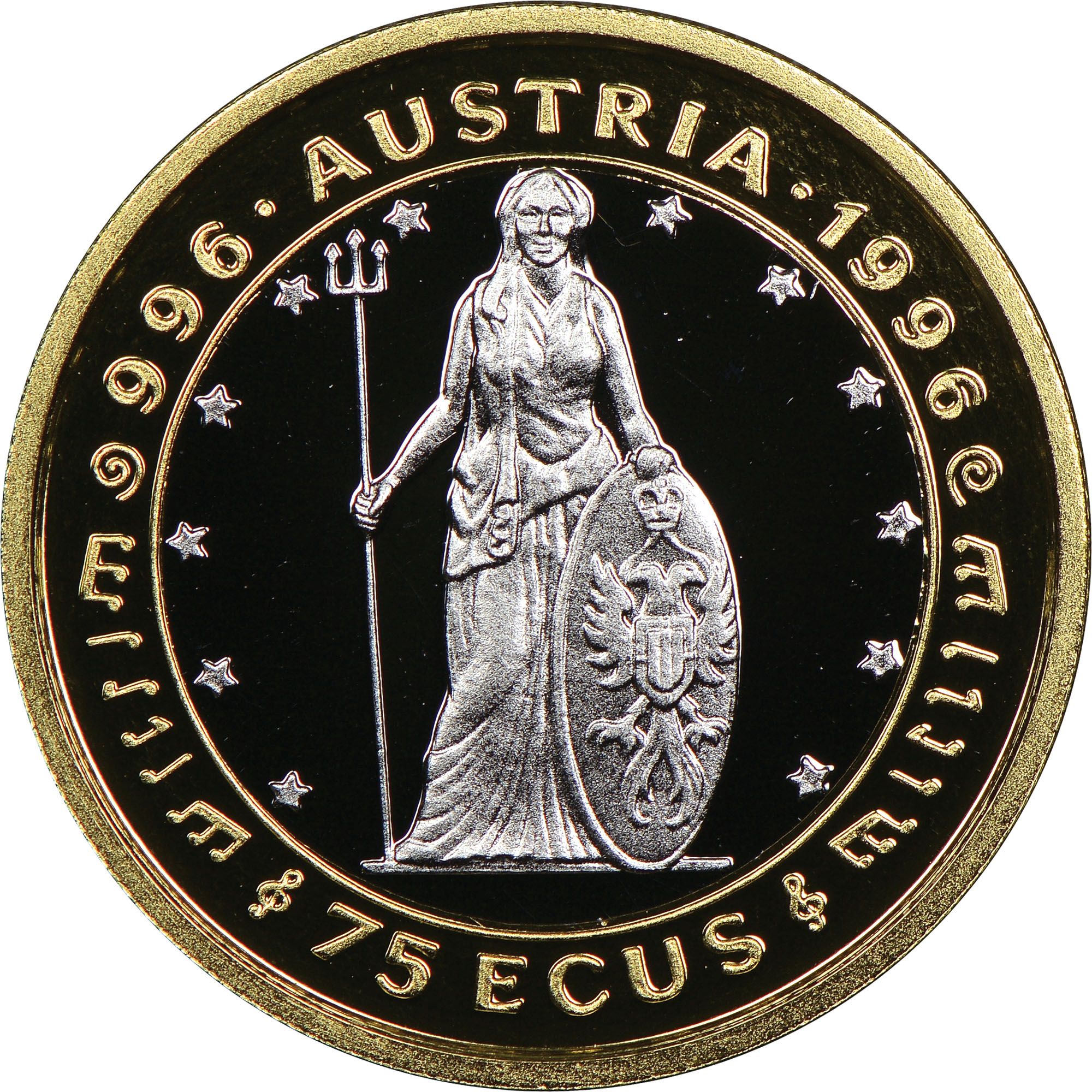 Gibraltar 75 ECUs - Elizabeth II 1000 Years of Austria reverse