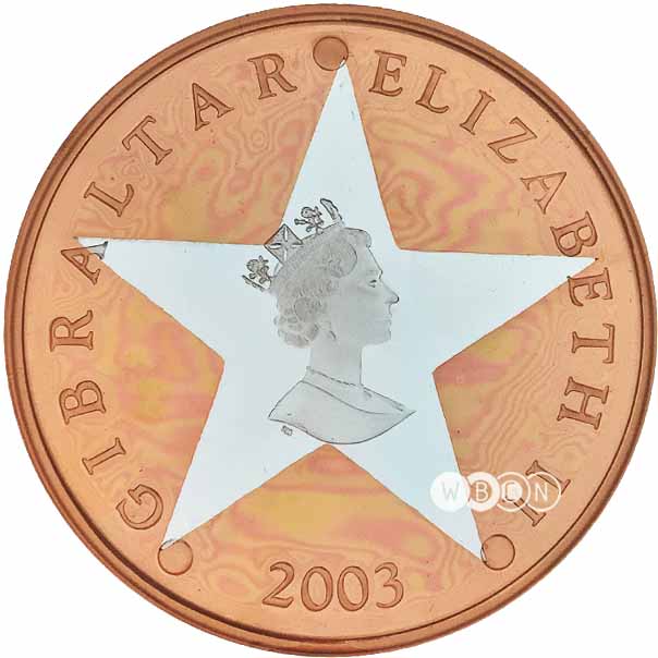 Gibraltar 2 Crowns - Elizabeth II First anniversary of the Euro; Silver-Copper obverse