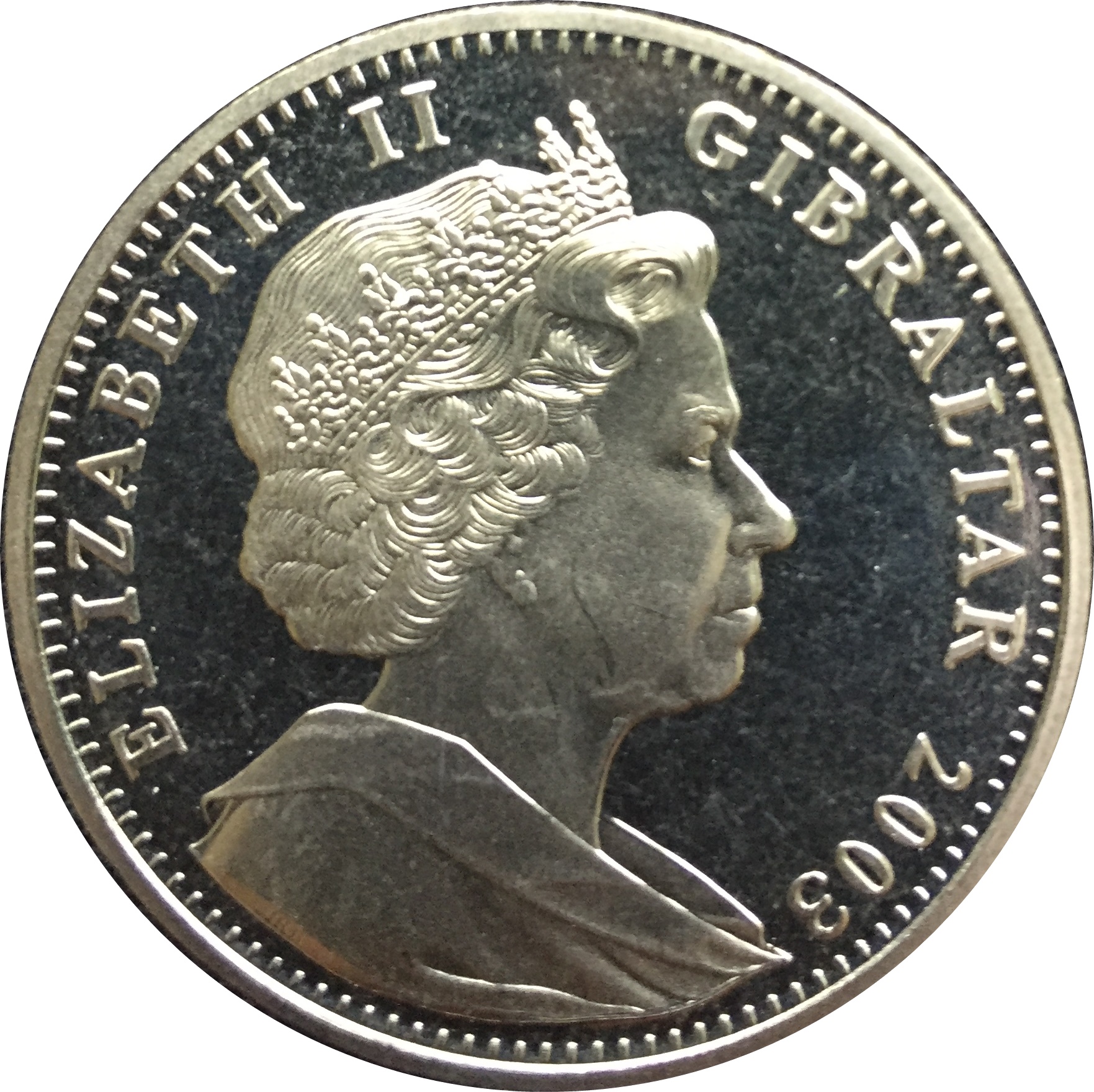 Gibraltar 1 Crown - Elizabeth II Athens Olympics - Equestrian obverse