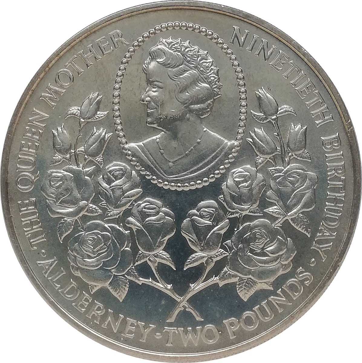 Alderney 2 Pounds - Elizabeth II Queen Mother's 90th Birthday