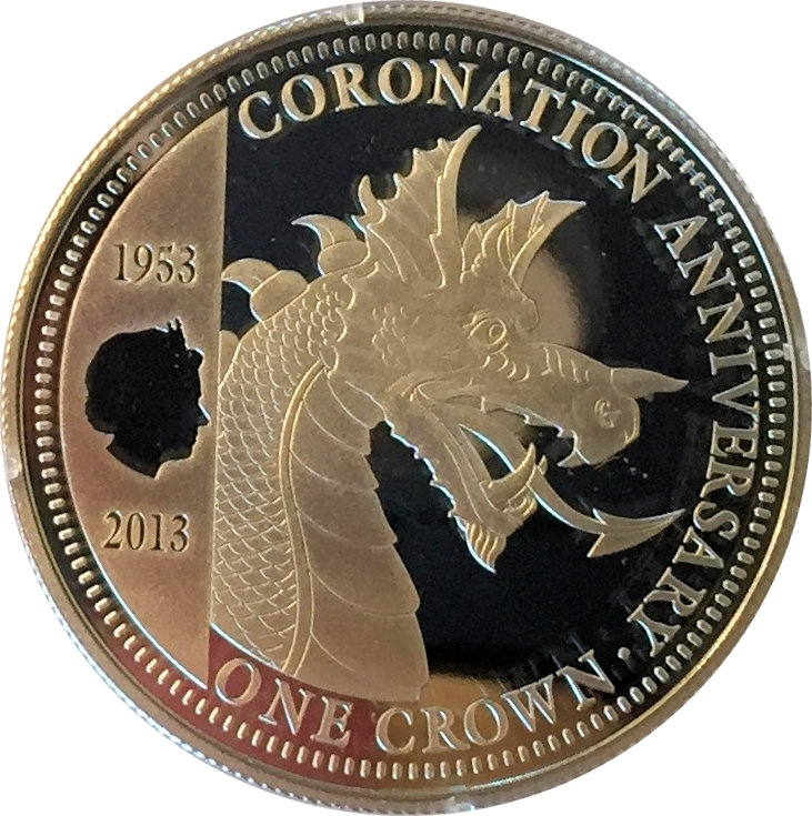 Tristan da Cunha 1 Crown - Elizabeth II Four Heraldic Beasts - the Dragon