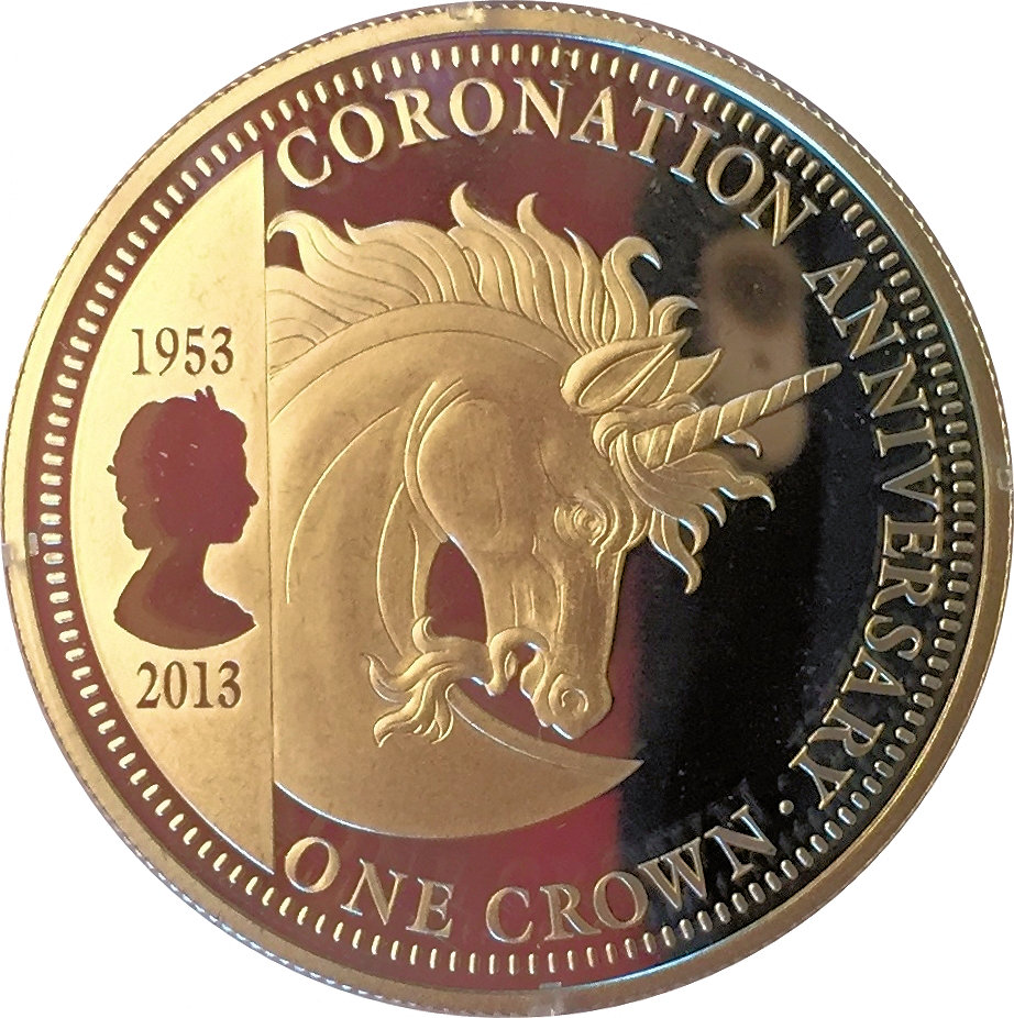 Tristan da Cunha 1 Crown - Elizabeth II Four Heraldic Beasts - the Unicorn reverse