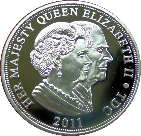 Tristan da Cunha 5 Pounds - Elizabeth II Lifetime of Service. Piedfort obverse