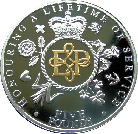 Tristan da Cunha 5 Pounds - Elizabeth II Lifetime of Service. Piedfort