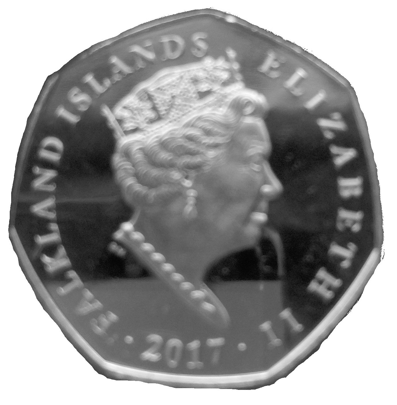 Falkland Islands 50 Pence - Elizabeth II Gentoo Penguin-coloured obverse