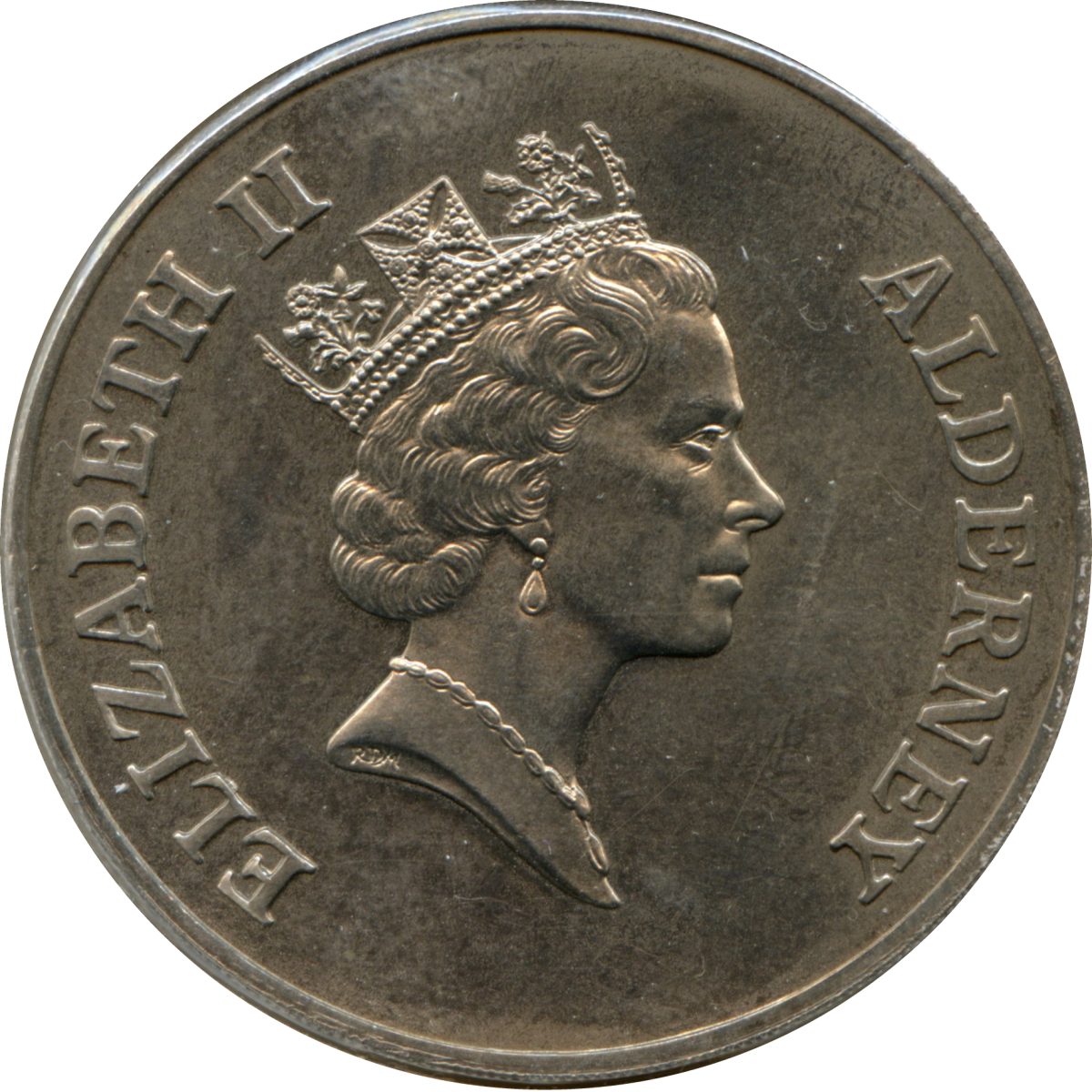 Alderney 2 Pounds - Elizabeth II Golden Wedding obverse