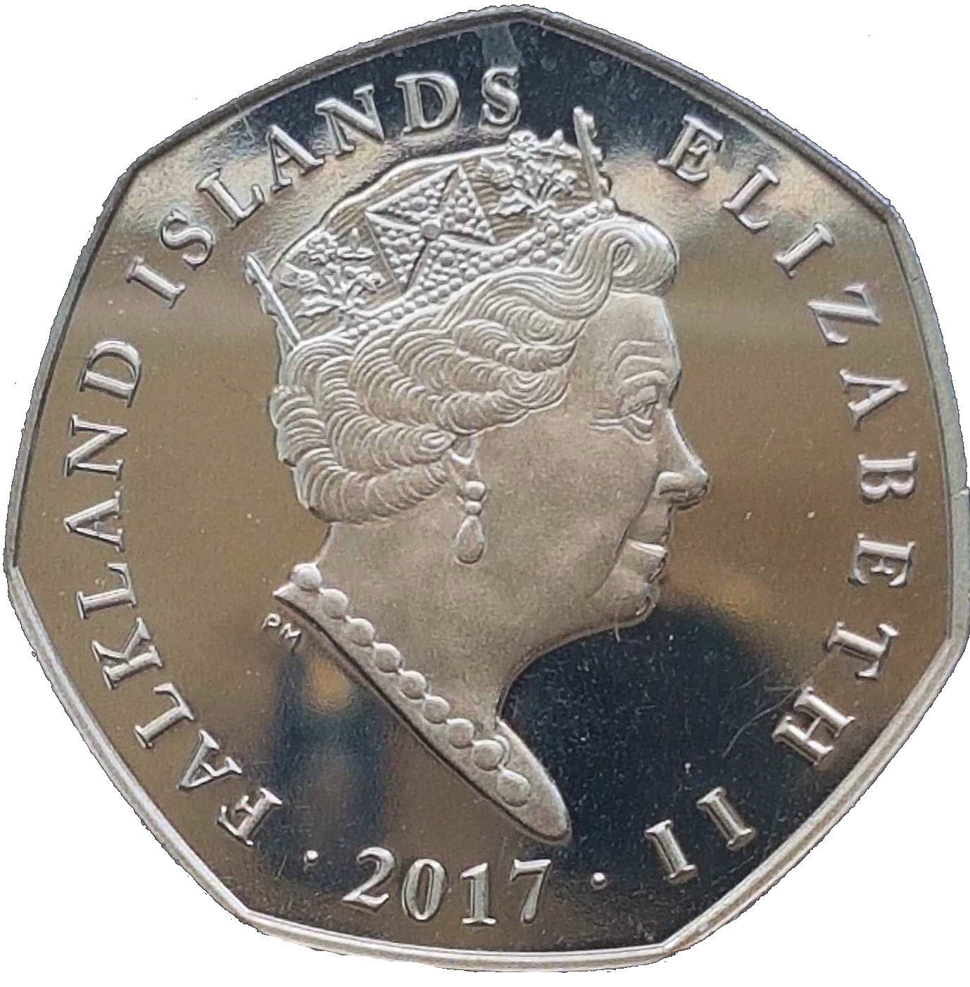 Falkland Islands 50 Pence - Elizabeth II Southern Rockhopper-coloured obverse