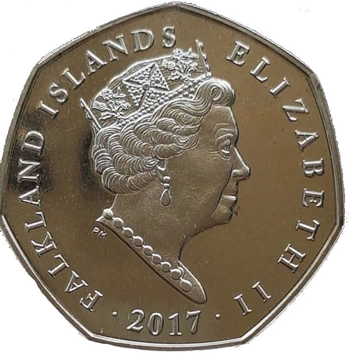 Falkland Islands 50 Pence - Elizabeth II Northern Rockhopper obverse