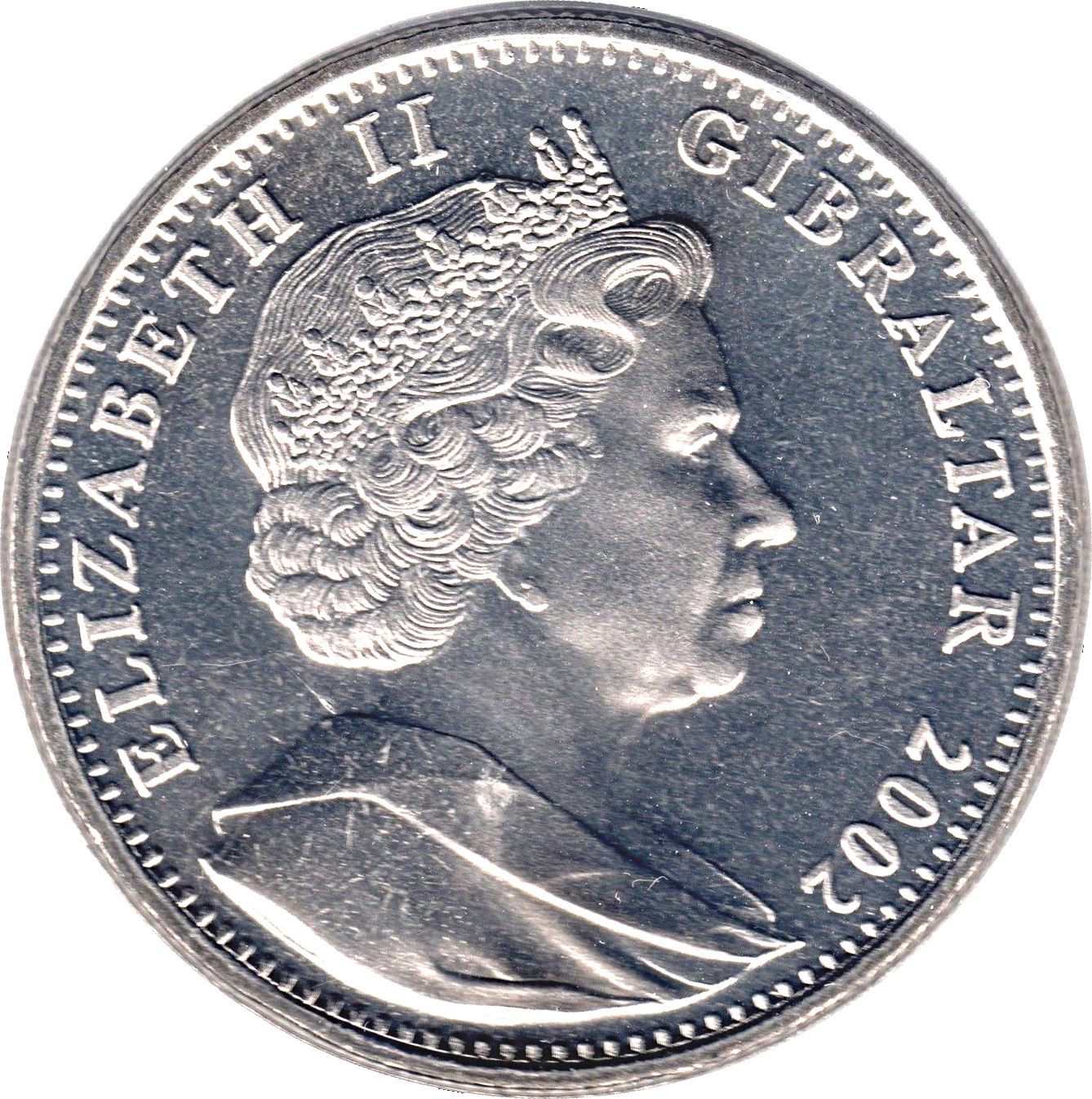 Gibraltar 1 Crown - Elizabeth II Golden Jubilee - Treetops in Kenya obverse