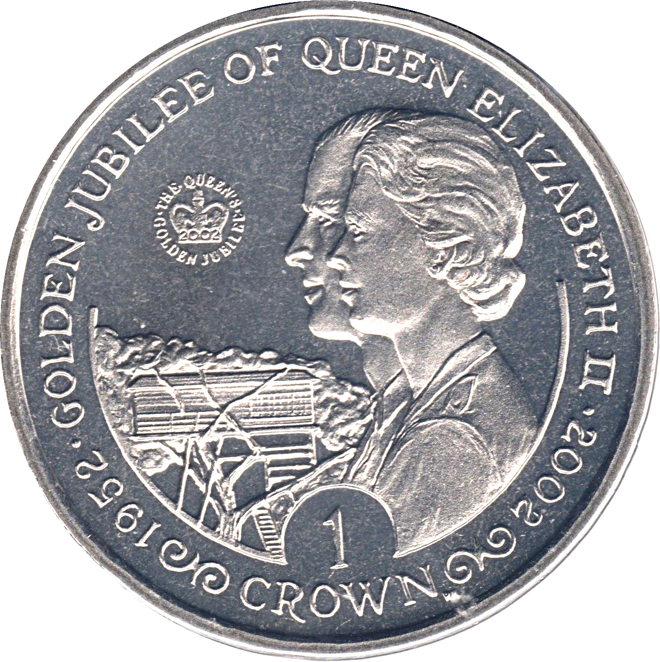Gibraltar 1 Crown - Elizabeth II Golden Jubilee - Treetops in Kenya reverse