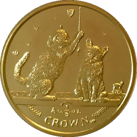 Isle of Man ⅕ Crown - Elizabeth II Somali Cat