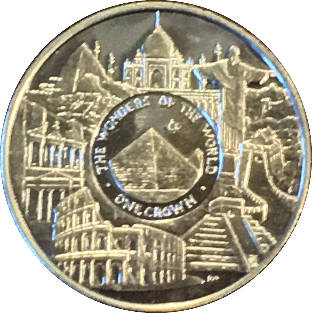 Isle of Man 1 Crown - Elizabeth II Wonders of the World reverse