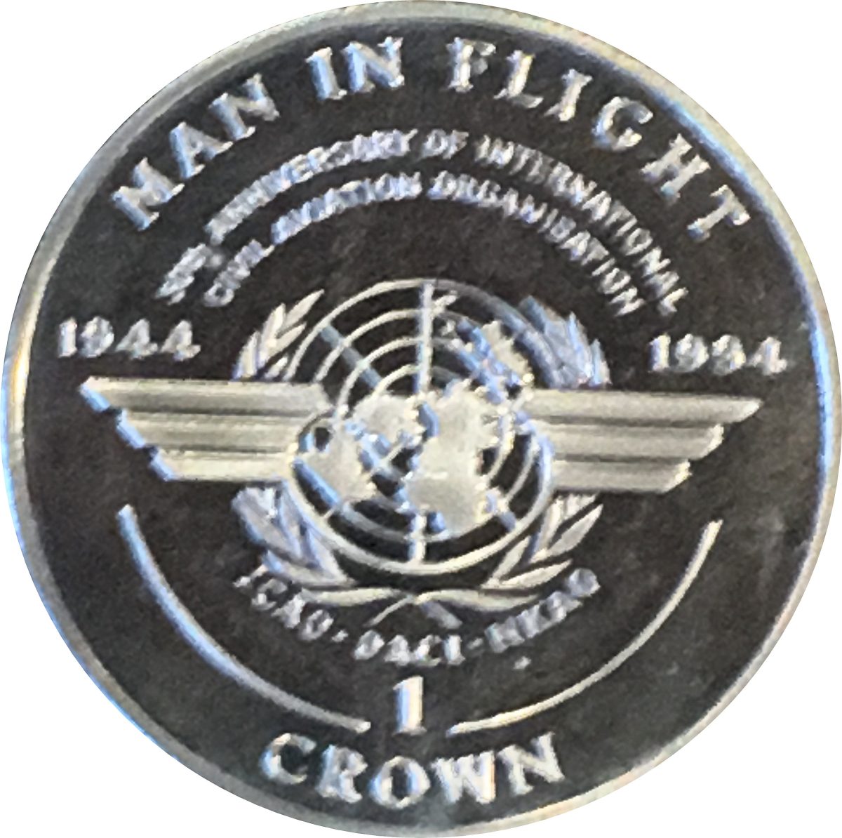 Isle of Man 1 Crown - Elizabeth II International Civil Aviation Organization reverse