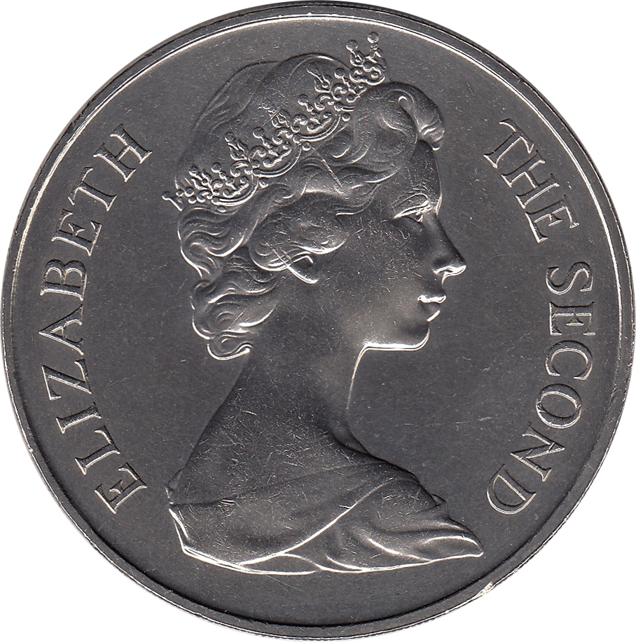 Saint Helena 25 Pence - Elizabeth II Tercentenary of Restored British Rule, Copper-nickel obverse