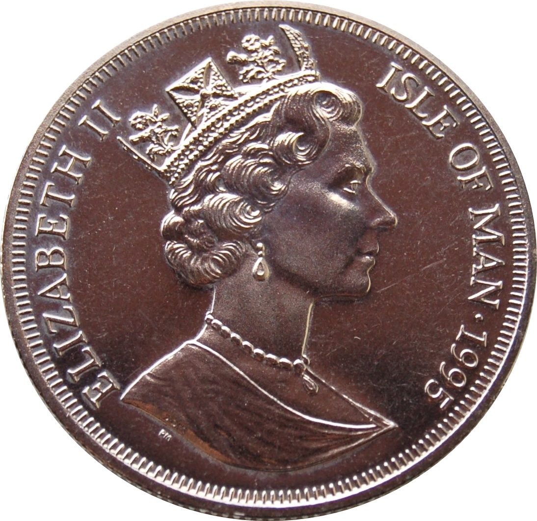 Isle of Man 1 Crown - Elizabeth II Heinkel HE-111 obverse