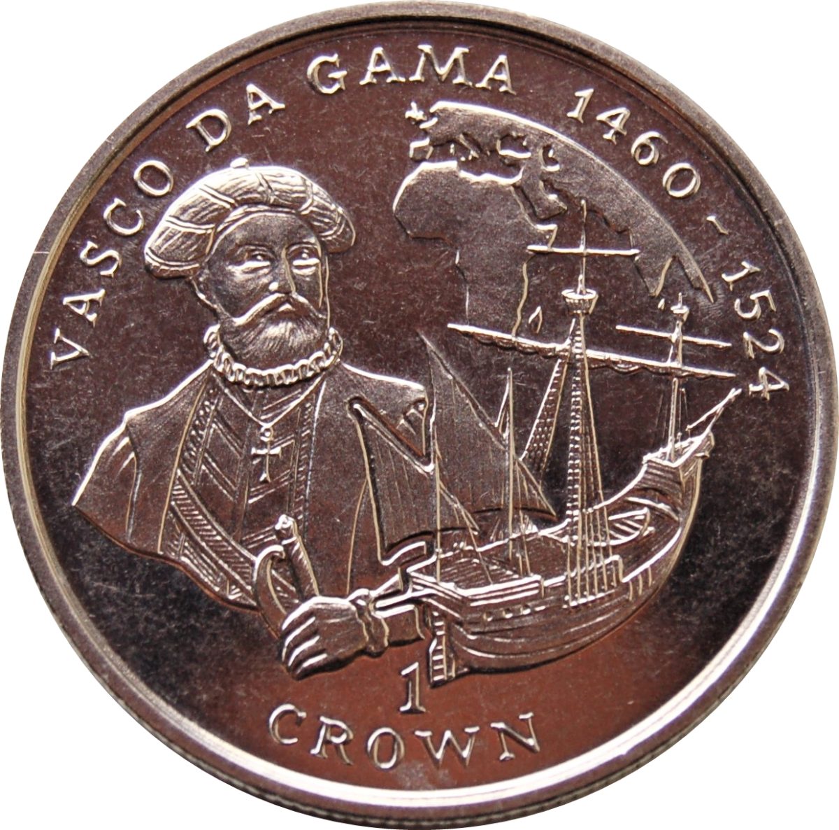 Isle of Man 1 Crown - Elizabeth II Vasco da Gama reverse