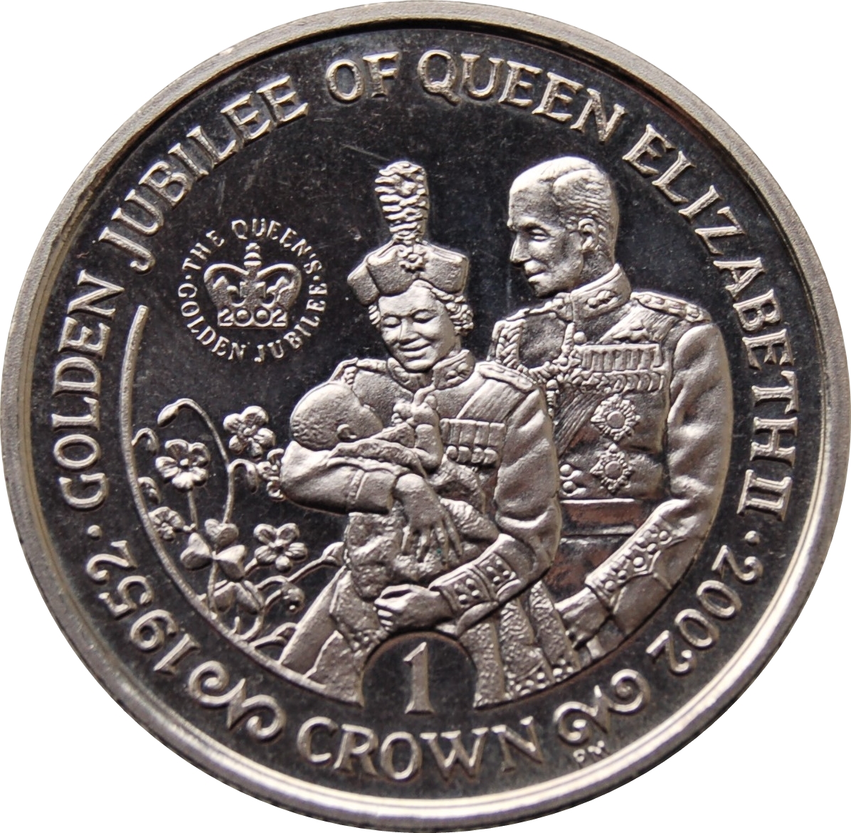 Gibraltar 1 Crown - Elizabeth II Golden Jubilee - Royal Couple with baby